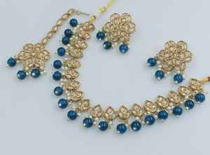 ÚLTIMO ANTIGUO MOTIPEARL & DROP COLLAR GARGANTILLA CHAPADO EN ORO A LA MODA CON CONJUNTO DE PENDIENTES MANGTIKKA Y CONJUNTO DE JOYERÍA MUJER - Product Image 2