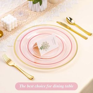 Set D'Assiettes Mélamine Assiettes a Snacks Plaques Nominatives De Mariage Blanches Carrees En Céramique Grises Sous Les Dorees - Product Image 3