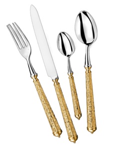 Grossiste en vrac de haute qualité et fabricant de l'Inde ensemble de couverts décoratifs en métal avec poignée en bout de cristal fini antique - Product Image 6