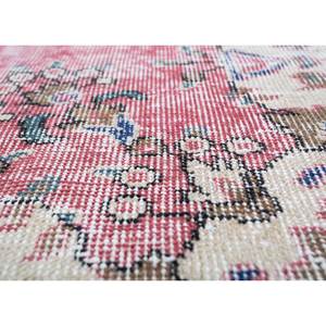 Alfombra de Lana Anudada a Mano de Estilo Vintage, Diseño Rectangular Abstracto con Medallón Rosa y Morado para Sala de Estar o Pasillo, Pae-2199 - Product Image 3