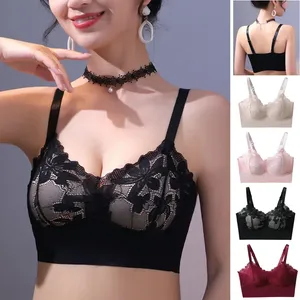 1pcs Soutien-gorge de sport confortable et de grande taille Sous-vêtements légers et anti-affaissement Propriétés respirantes Sans anneau d'acier Soie glacée sans couture - Product Image 1