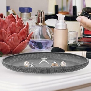 Bandeja Redonda Decorativa de Metal Negro Fundido Moderno, Diseño Texturizado Minimalista, Bandeja para Aperitivos, Decoración del Hogar y Regalo - Product Image 3