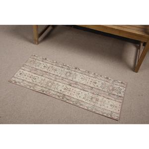 Tapis vintage 1,5x3,5 pieds, petit tapis turc, tapis blanc à pois - Product Image 3