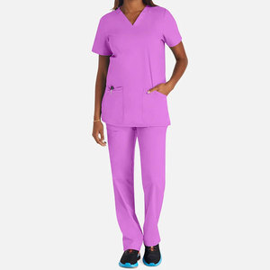 Uniformes médicaux d'hôpital personnalisés, blouses médicales, col rond, fermeture éclair, ensembles de blouses pour infirmières pour femmes avec logo personnalisé - Product Image 1