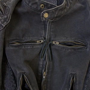 Chaquetas vaqueras para motocicleta para hombre, cuello levantado, dos bolsillos con cremallera, tapeta con cremallera, chaqueta vaquera ajustada, abrigo para hombre - Product Image 3