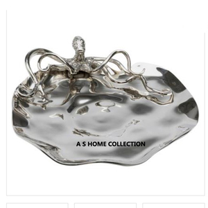 Snacks Bol De Service Nouveau Personnalisé Plaqué Or En Aluminium Métal Texture Martelée Statue Humaine Conception Bol Rond - Product Image 2