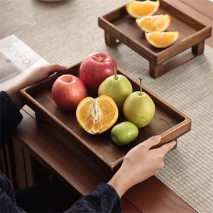 Elegante bandeja de madera de tamaño personalizado para la cocina casera para aperitivos y frutas del fabricante y proveedor indio a bajo precio - Product Image 3
