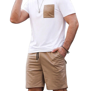 2025 venta al por mayor tendencia personalizada hombres pantalones cortos conjuntos logotipo personalizado hombres a juego dos piezas verano 2 piezas conjunto corto para hombres - Product Image 5