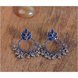 Boucles d'oreilles Design5 Blue Chandelier à motif floral avec zircon comme pierre principale pour les mariages - Product Image 1