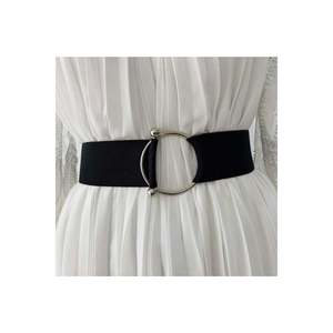 Ceinture élastique pour femme avec anneau et boucle barbell, ceinture pour veste, ceinture pour chemise, ceinture pour robe - Noir - Product Image 2