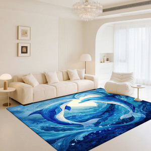 Tapis de salon personnalisé imprimé pour le salon et la chambre à coucher, tapis en polyester antidérapant - Product Image 1