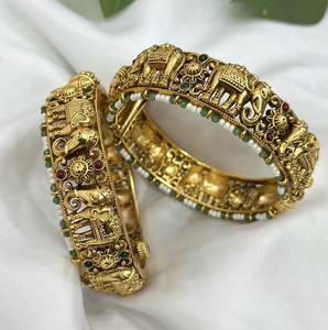 Exclusive Premium Quality <b>Gold</b> Plated Traditional Wear Openable <b>Bangles</b> Two Pair Of <b>Bangles</b> <b>Set</b> for Wedding Collection For Women - Product Image 2