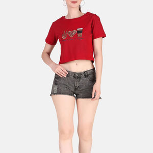 Nueva mejor fabricación Tops cortos para mujer Logotipo personalizado Camisetas recortadas de algodón Precio de venta Camiseta corta para mujer - Product Image 4