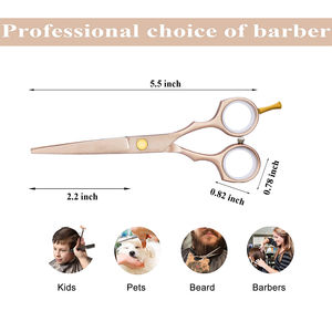 Kit de tijeras de peluquero profesional, tijeras de corte de pelo de oro rosa, tijeras de adelgazamiento, juego de peluquería de 6 piezas con mango de acero - Product Image 4