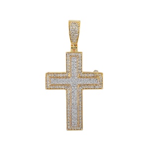 Nouveautés Dernière conception VVS Moissanite Diamant Double Croix Christian Hip Hop Pendentif Pour Hommes Femmes - Product Image 1