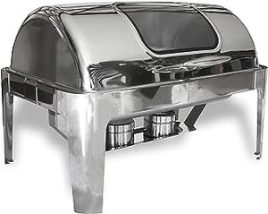 Calentador de comida de buffet de combustible líquido Chafer de acero inoxidable moderno con forma cuadrada y rectangular de sartén de agua duradera - Product Image 3