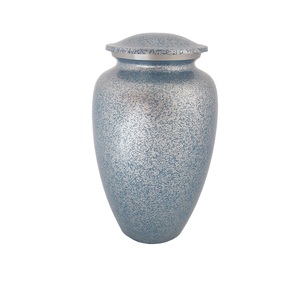 Urne de crémation en métal conception de texture de couleur blanche et bleue pour urne de cendres en aluminium de souvenir de fournitures funéraires - Product Image 1