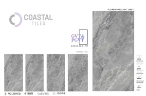 FLORENTINE GRIS CLAIR Carreaux de porcelaine polie 9mm 600x1200MM / 24X48 Carreaux de briques réfractaires de qualité supérieure au design classique moderne certifiés-CE - Product Image 2