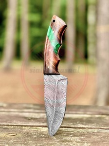 Cuchillo de caza de acero de Damasco hecho a mano, cuchillo Tang completo de hoja fija personalizado con mango de madera - Product Image 2