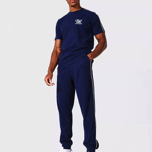 Conjunto de camiseta y pantalones de algodón de estilo sencillo único para hombre, Conjunto de camiseta y pantalones informales con cordón para hombre - Product Image 1