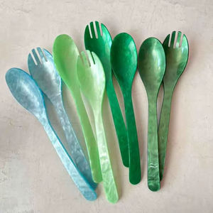 Serveurs à salade en résine marbrée, cuillère, fourchette, vaisselle, ustensiles de cuisine, outils de service, outils de mélange pour la restauration, fournitures de restaurant - Product Image 1