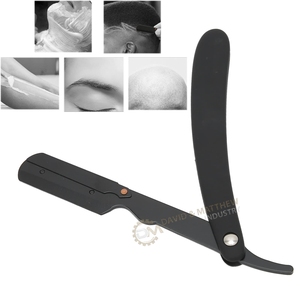Afeitadora recta manual de acero inoxidable ligera al por mayor con diseño plegable para barberos - Product Image 2