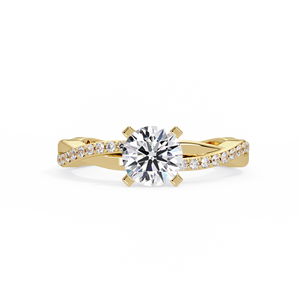 Anillo de Compromiso Solitario con Diamante Cultivado en Laboratorio de 1.0ct, Oro Amarillo de 14K, Diseño Redondo Trenzado, Regalo de Aniversario, Proveedor de Joyería al por Mayor Personalizada - Product Image 4