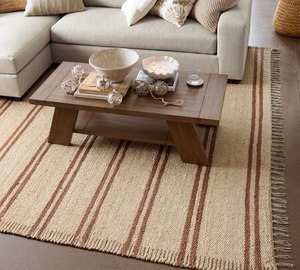 Alfombra Moderna Reversible Ecológica de Yute Tejida a Mano con Rayas - Product Image 4