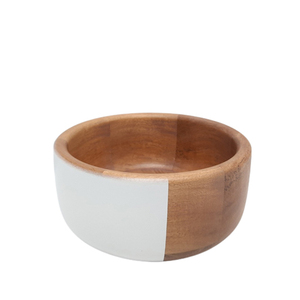 Lot de 3 bols ronds en bois d'acacia de couleur blanche et naturelle bol à fruits de petite taille pour la décoration de cuisine et de mariage personnalisée - Product Image 1