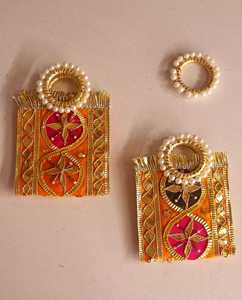 Enveloppe traditionnelle brodée Gota Patti, sacs Potli pour mariage, cadeaux de retour, enveloppe Potli en soie pure pour mariage - Product Image 1