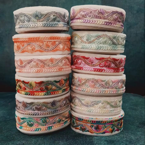 Multicolor <b>Embroidered</b> Sequin Lace Trim on Net Base Decorative Border for Sarees, Lehengas, Dresses, Dupattas & Craft Projects - Product Image 1