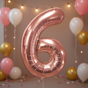 Palloncino Numero 6 in Foil Oro Rosa 45cm per Decorazioni Festa - Product Image 3