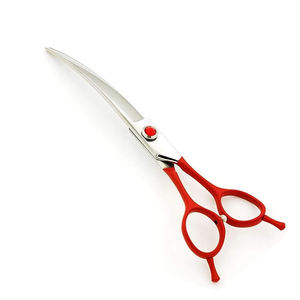 Tijera DE ASEO con pulido de espejo de 7,5 "con reposapiés para dedos, Tijera para cortar el pelo de perro, aseo con reposapiés Doble - Product Image 1