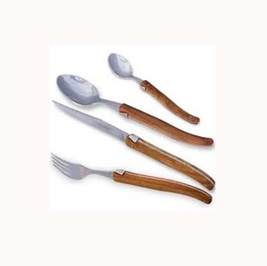 Juego de cucharas de acero inoxidable de Portugal, mango curvo de madera, Plata Mate pulida, entrega rápida, juego de tenedor clásico para restaurante y Hotel - Product Image 1