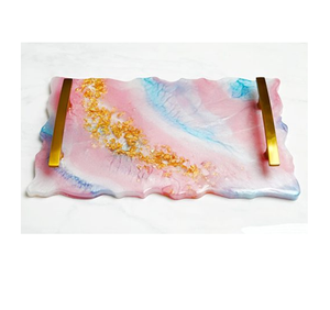 Plateau de service en résine paillettes design décor à la maison rond plateau de service en résine de qualité supérieure fournitures de restaurant et d'hôtel - Product Image 2