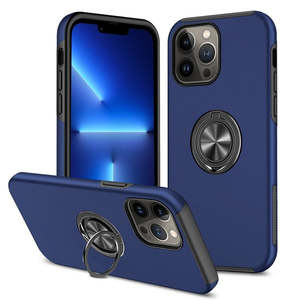 Funda para iPhone 15 Pro 6.1 con diseño pintado al óleo y soporte magnético plano, color azul - Product Image 1