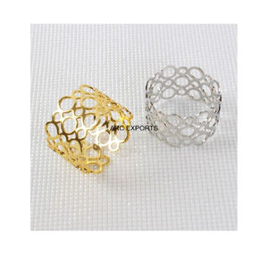 Rond de serviette en métal de haute qualité fait à la main de concepteur en gros porte-mouchoir brillant plaqué couleur argent rond de serviette en métal décoratif - Product Image 4