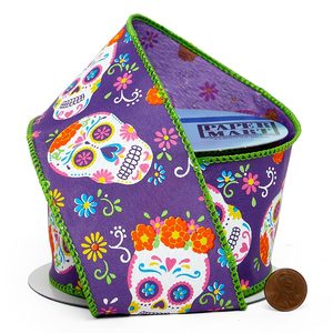 Day of the Dead Print on <b>Wired</b> <b>Ribbon</b> Halloween Decoration - Product Image 2