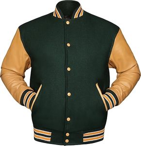 Chaqueta de béisbol de talla grande para hombre, transpirable, personalizada, de lana de cuero auténtico, chaqueta de béisbol universitaria de alta calidad para hombre - Product Image 1