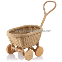 Poussette de poupées en osier de rotin fait main Offre Spéciale Poussette de chariot de jouet de bébé