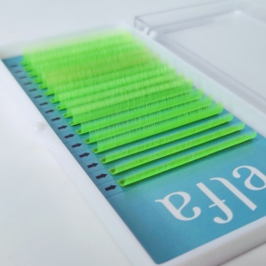 Neon Green Glow Dark HY LON FIBER Extensions de cils longs naturels faits à la main Exportation en vrac 0.10-0.15mm Épaisseur 8-15mm Coloré - Product Image 5