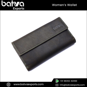 Portefeuille de créateur long en cuir véritable avec fermeture éclair pour femmes, élégant, vintage, doublure en polyester avec blocage RFID, logo personnalisé - Product Image 2