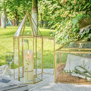 Modern Tabletop Decorations Brass and <b>Glass</b> Candle Pillar Holder <b>Terrarium</b> Jar for Home and Weddings Decor - Product Image 2