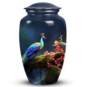 Urna de pavo real en la naturaleza, jarrón funerario de cremación de Vida Silvestre, jarrón conmemorativo de pavo real azul para pájaros, plumas de pavo real, urna natural - Product Image 3