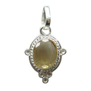 Pendentif en argent avec pierre précieuse astrologique certifiée Citrine naturelle Sunehla 5.25 Ratti (Pendentifs et breloques de qualité) - Product Image 1