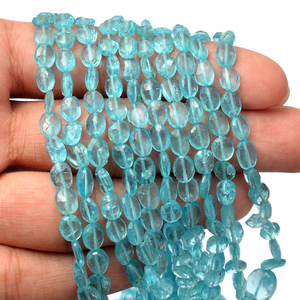 Perles ovales facettées en apatite bleue naturelle AAA+ Sky Apatite 6x4mm-6x8mm, pierres semi-précieuses pour la fabrication de bijoux - Product Image 2