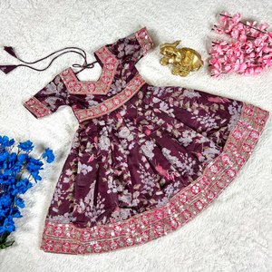 Frente y espalda ambos lados bordado elegante Dori patrón Floral impreso suave Modal tela de seda colección de vestidos de moda para niños - Product Image 4