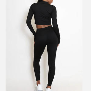 Sports Gym Fitness Yoga Wear 2 pièces ensemble haut à manches longues taille haute Leggings sans couture équipement d'entraînement pour grande taille manches courtes - Product Image 4
