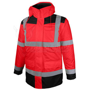 Chaleco de Seguridad Reflectante Rojo ANSI Clase 2, Impermeable, con Franjas de Alta Visibilidad, Cierre Frontal con Cremallera, Logotipo Personalizado, Alta Calidad - Product Image 6