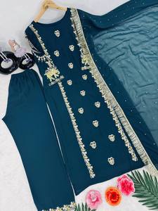 Dernier Designer Lourd Faux Georgette Broderie Séquence Salwar Suit Par FabZone - Product Image 4